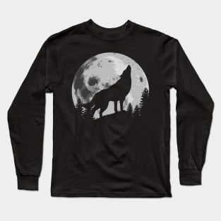 Wolf Howling At The Big Moon Long Sleeve T-Shirt